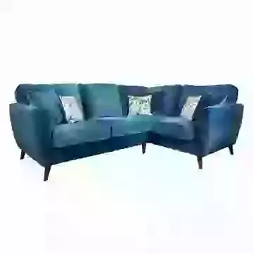Elegant Velvet Corner Sofa with Wooden Legs
